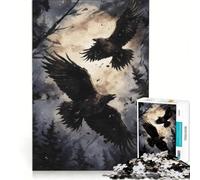 Puzzle da 1000 pezzi per adulti con corvo e inchiostro, gioco educativo, allena la mente e la mano, migliora l'amore tra le coppie 38x26cm