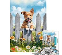 Puzzle da 1000 pezzi per adulti con cucciolo ad acquerello che sbircia oltre la recinzione Divertimento a casa rompicapo per passare il tempo durante le vacanze adatto a persone dai 14 anni in su