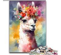 Puzzle da 1000 pezzi per adulti con cucciolo di alpaca colorato in legno, un regalo perfetto per il divertimento in famiglia 50x75cm, perfetto per feste, compleanni e serate di giochi in famiglia