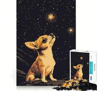 Puzzle da 1000 pezzi per adulti con cucciolo di Chihuahua,stile retrò pixel art,bordi perfetti,gioco di concentrazione mentale,gioco lento,divertente,regalo di compleanno (38x52cm)
