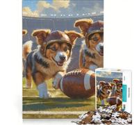 Puzzle da 1000 pezzi per adulti con cucciolo di collie e tema football old school, gioco interattivo, attività divertenti da fare a casa, ideale come regalo per tutta la famiglia 50x75cm