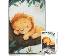 Puzzle da 1000 pezzi per adulti con cucciolo di leone addormentato, rilassante, per il tempo libero, preciso, ad incastro, di precisione, dimensioni: 38x52cm