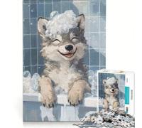 Puzzle da 1000 pezzi per adulti con cucciolo di lupo che fa il bagno Gioco divertente allena la mente e la manualità Ideale come regalo per tutta la famiglia 38x52cm