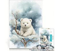 Puzzle da 1000 pezzi per adulti con cucciolo di orso polare, gioco rompicapo, difficile, per rafforzare l'amore tra le coppie 38x52cm