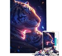 Puzzle da 1000 pezzi per adulti con cucciolo di tigre e mamma Gioco rilassante giocattolo avvincente per coltivare la pazienza Regalo di compleanno Decorazione da parete (dimensioni 38x26cm)