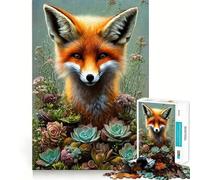 Puzzle da 1000 pezzi per adulti con cucciolo di volpe e fiori,taglio preciso,gioco di logica,divertimento per il tempo libero,compleanno,gioco artistico (50x75cm)