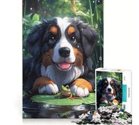 Puzzle da 1000 pezzi per adulti con cucciolo e rana amici Montagna Bernese gioco impossibile divertente attività da fare in casa adatto come decorazione da scrivania 38x52cm