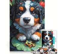 Puzzle da 1000 pezzi per adulti con cucciolo e rana su una ninfea gioco educativo difficile e stimolante ideale come regalo 50x75cm