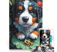 Puzzle da 1000 pezzi per adulti con cucciolo e rana su una ninfea gioco educativo difficile ideale come regalo di compleanno o per occasioni speciali 38x26cm