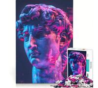 Puzzle da 1000 pezzi per adulti con David rinascimentale al neon decorazione da parete attività per famiglie lista dei desideri con Babbo Natale 38x26cm