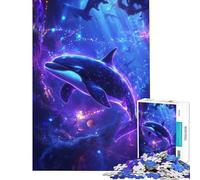 Puzzle da 1000 pezzi per adulti con delfini al neon puzzle fantasy antistress ideale per migliorare la memoria perfetto come regalo per tutta la famiglia (dimensioni 38x52cm)