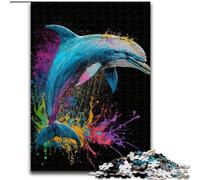 Puzzle da 1000 pezzi per adulti con delfini colorati in legno, perfetto come decorazione fai da te o regalo di compleanno 50x75cm per compleanni, feste e occasioni speciali