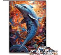 Puzzle da 1000 pezzi per adulti con delfini colorati in legno, un regalo perfetto per il divertimento in famiglia 50x75cm, perfetto per feste, compleanni e serate di giochi in famiglia