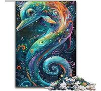Puzzle da 1000 pezzi per adulti con delfini colorati in legno, un regalo perfetto per il divertimento in famiglia 50x75cm, perfetto per feste, compleanni e serate di giochi in famiglia
