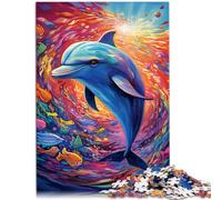 Puzzle da 1000 pezzi per adulti con delfini colorati Sfida dell'intelligenza cerebrale giocattolo avvincente, 26 x 38 cm
