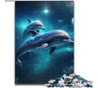 Puzzle da 1000 pezzi per adulti con delfini e spazio, in legno, ideale per il divertimento in famiglia, il relax e come regalo di Natale, 50x75cm, per adolescenti e famiglie, perfetto regalo di Natale
