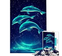 Puzzle da 1000 pezzi per adulti con delfini in una notte stellata Gioco avvincente per coltivare la pazienza pratico e divertente ideale come regalo per donne o per chi ama l'arte (dimensioni 38x52cm)