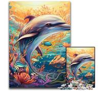 Puzzle da 1000 pezzi per adulti con delfini, rilassante e divertente, perfetto regalo di Natale e decorazione per la casa, 26X38CM/10,23x14,96 pollici.
