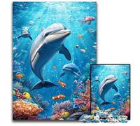 Puzzle da 1000 pezzi per adulti con delfini sottomarini, ideale come regalo per adolescenti, coppie e amici per compleanni e Natale, 50x75cm