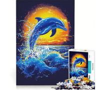 Puzzle da 1000 pezzi per adulti con delfino al tramonto e salto, gioco educativo, allena la mente e la mano, migliora l'amore tra le coppie 38x52cm