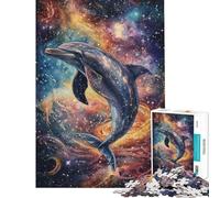 Puzzle da 1000 pezzi per adulti con delfino nel cosmo gioco educativo stimolante per la mente ideale come regalo di compleanno o per passare il tempo in casa (dimensioni 38x26cm)