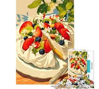 Puzzle da 1000 pezzi per adulti con deliziosa pavlova e frutta fresca gioco educativo per tutta la famiglia ideale come regalo di compleanno (dimensioni 38x52cm)