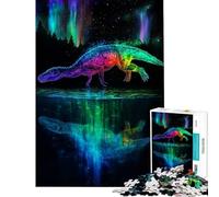 Puzzle da 1000 pezzi per adulti con dinosauri e aurora boreale giocattolo decorativo da parete per tutta la famiglia compleanno e Natale (50x75cm)