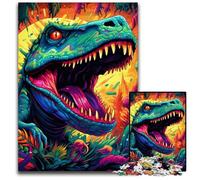 Puzzle da 1000 pezzi per adulti con dinosauri in cartone, ideale come decorazione fai da te e come regalo rompicapo 26X38CM/10,23x14,96 pollici
