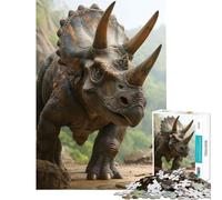 Puzzle da 1000 pezzi per adulti con dinosauro Triceratopo gioco rilassante educativo artistico regalo per vacanze a casa per passare il tempo (dimensioni 50x75cm)