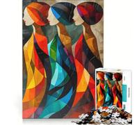 Puzzle da 1000 pezzi per adulti con dipinti di tre donne gioco impossibile interazione genitore-figlio lista dei desideri con Babbo Natale 38x52cm