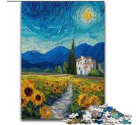 Puzzle da 1000 pezzi per adulti con dipinto a olio di girasole, puzzle impossibili per adulti, regalo fai da te, adatto per la decorazione di casa, soggiorno, ufficio (dimensioni 26x38cm)