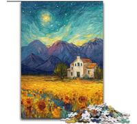 Puzzle da 1000 pezzi per adulti con dipinto a olio di girasole, puzzle impossibili per adulti, regalo fai da te, adatto per la decorazione di casa, soggiorno, ufficio (dimensioni 26x38cm)