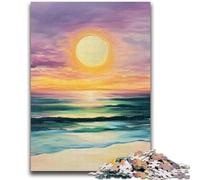 Puzzle da 1000 pezzi per adulti con dipinto a olio su spiaggia al tramonto, antistress, per trascorrere il tempo libero e interagire con i genitori (26x38cm)