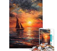 Puzzle da 1000 pezzi per adulti con dipinto ad olio di una barca all'alba Giocattolo antistress ideale per le vacanze a casa e per passare il tempo Perfetto come regalo (dimensioni 38x26cm)