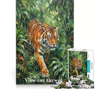 Puzzle da 1000 pezzi per adulti con dipinto ad olio di una tigre della giungla gioco per tutta la famiglia divertente e umoristico sfida unica 38x52cm