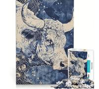Puzzle da 1000 pezzi per adulti con dipinto astratto di un toro, antistress, difficile, ideale come elemento della lista dei desideri con Babbo Natale 38x26cm