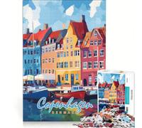 Puzzle da 1000 pezzi per adulti con dipinto del porto di Copenaghen, gioco educativo, difficile e stimolante, regalo di Natale o compleanno 38x26cm