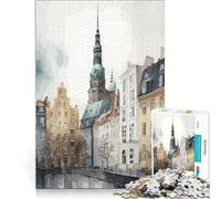Puzzle da 1000 pezzi per adulti con dipinto della città di Copenaghen, gioco pratico, per divertimento in famiglia, compleanno e Natale 38x52cm