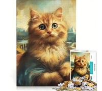 Puzzle da 1000 pezzi per adulti con dipinto della Monna Lisa e del gatto, giocattolo fai da te, decorazione artistica per la casa, compleanno e Natale 50x75cm