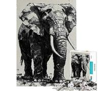 Puzzle da 1000 pezzi per adulti con dipinto di elefante in bianco e nero giocattolo antistress per adulti ideale per passare il tempo durante le vacanze a casa (dimensioni 38x26cm)