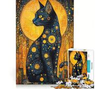 Puzzle da 1000 pezzi per adulti con dipinto di gatto tema "Notte del solstizio d'estate" gioco per famiglie decorazione per la casa adatto per la scrivania 38x52cm