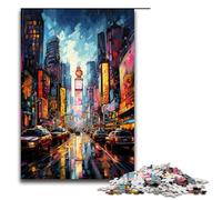 Puzzle da 1000 pezzi per adulti con dipinto di New York Times Square al neon. Gioco ideale come regalo per tutta la famiglia 75x50 cm.