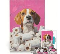 Puzzle da 1000 pezzi per adulti con dipinto di un cane nella carta igienica, gioco pratico, migliora la memoria, compleanno e Natale 38x26cm