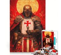 Puzzle da 1000 pezzi per adulti con dipinto di un cavaliere templare giocattolo educativo migliora la memoria compleanno e Natale 50x75cm