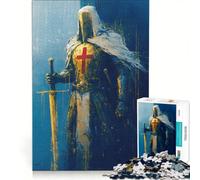 Puzzle da 1000 pezzi per adulti con dipinto di un cavaliere templare giocattolo fai-da-te interazione genitore-figlio collezione d'artista belle arti 50x75cm