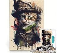 Puzzle da 1000 pezzi per adulti con dipinto di un gatto pirata gioco di assemblaggio compleanno e Natale 38x26cm
