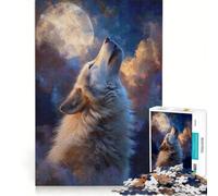 Puzzle da 1000 pezzi per adulti con dipinto di un lupo che ulula alla luna gioco divertente stimolante da completare per rafforzare l'amore tra le coppie 38x52cm