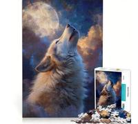 Puzzle da 1000 pezzi per adulti con dipinto di un lupo che ulula alla luna gioco educativo impegnativo da completare ideale per compleanni e Natale 50x75cm