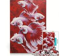 Puzzle da 1000 pezzi per adulti con dipinto di un pesce Betta su sfondo rosso, gioco rompicapo, attività per tutta la famiglia, compleanno e Natale 38x52cm
