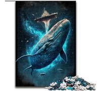Puzzle da 1000 pezzi per adulti con dipinto di una balena spaziale in legno, perfetto come decorazione fai da te o regalo di compleanno 50x75cm per compleanni, feste e occasioni speciali